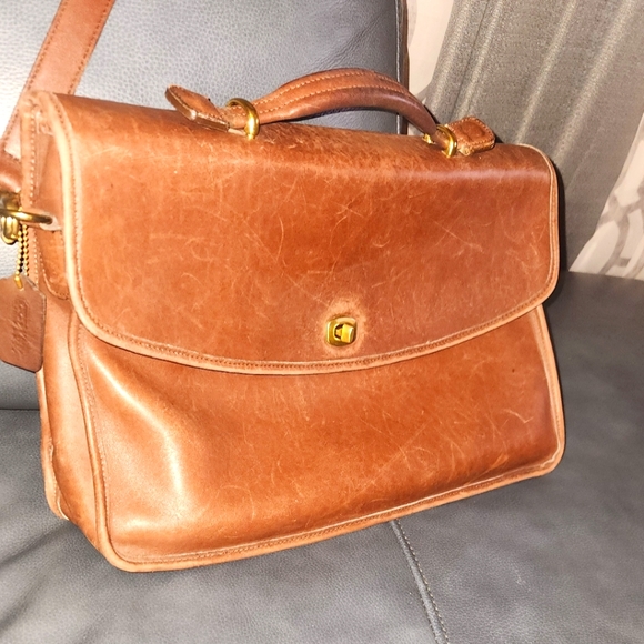Coach Vintage Brn Leather Messenger Bag Briefcase Gold Hardware G9Z-5265, 15x11 - Picture 1 of 13